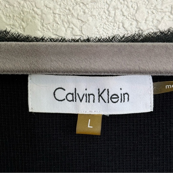 Calvin Klein Sleeveless Gold Sequin Tank Top Size Large Womens Rib Cotton Back - Picture 3 of 4